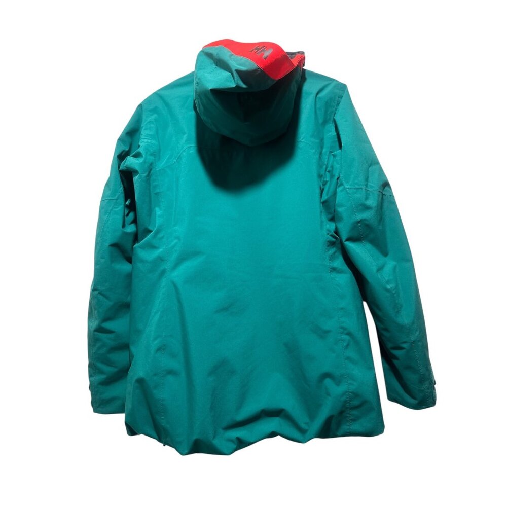 Helly Hansen Powshot Ski Long Jacket Coat Women Medium Green Hooded Snowboarding - Picture 4 of 16
